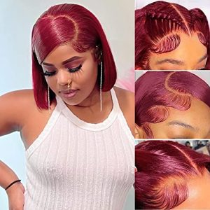 Short Bob Wig with Human Hair and Lace Front