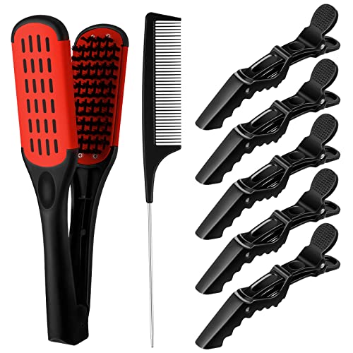 Brush with alligator bristles for hair styling.