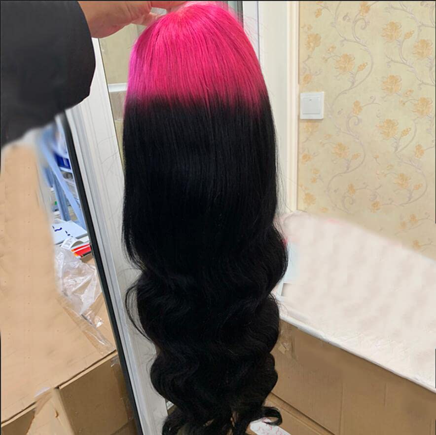 Black Pink Human Hair Wig - Image 4