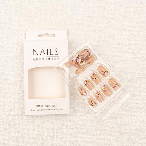 24pc Elegant Acrylic Nails with Beautiful Flower Design for Nail Art - Image 3