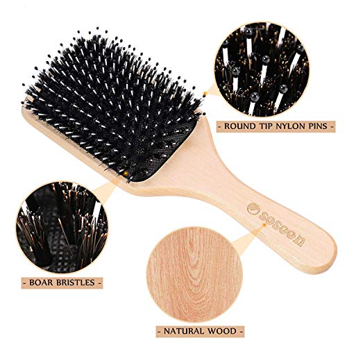 Natural Boar Bristle Hair Brush for Detangling and Smoothing Hair - Image 2