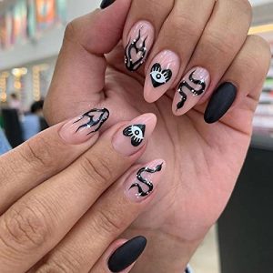 Black Fire Long Length 24 Pack Acrylic Press-On Nails for Effortless Application