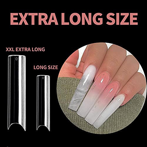 Tapered Square Acrylic Nails with French Tips - Image 2