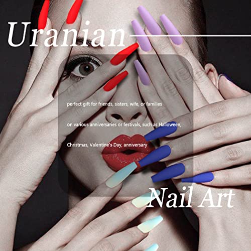 Blue Acrylic Coffin Nails Design with Glossy Finish for Elegant Nail Art - Image 7