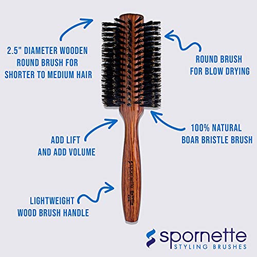 Professional Boar Bristle Round Hair Brush for Smooth Styling and Frizz Control, 2.5 Inch - Image 5