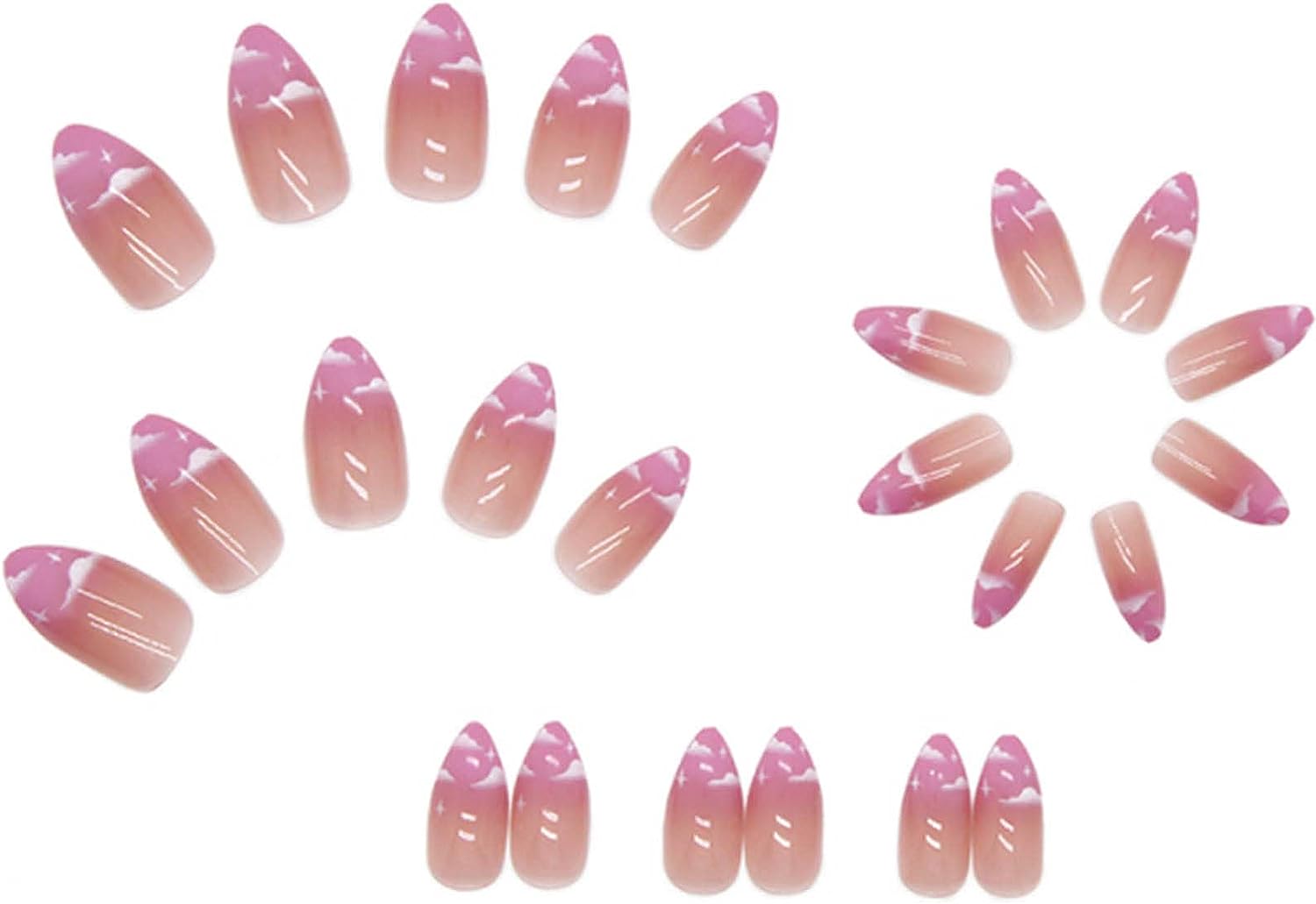 Trendy 24 Piece Long-Lasting Indie Baddie Acrylic Nail Set for Nail Art - Image 2