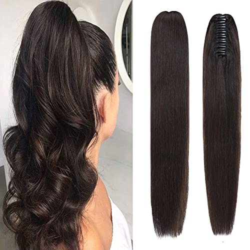 Human Hair Claw Clip Ponytail Extension