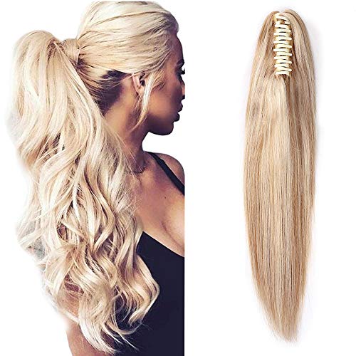 18 Inch Natural Brown Human Hair 120g Claw Clip Ponytail Extension for Effortless Styles