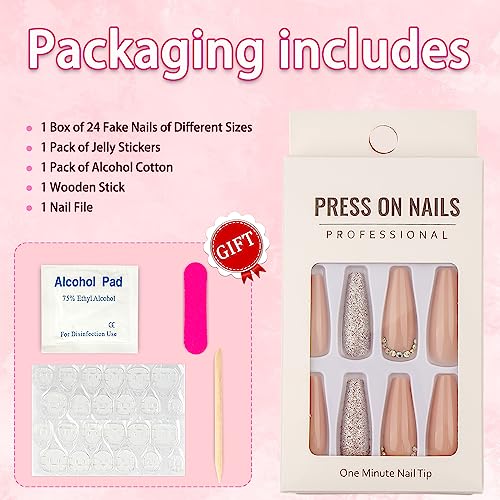 Glitter Fade Acrylic Nails Set 24 Pieces Medium Length for Stylish Manicure - Image 5