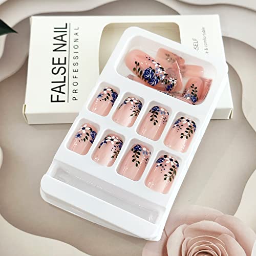 Beautiful Blue Floral Acrylic Nail Design Kit for Long-Lasting Manicures - Image 4