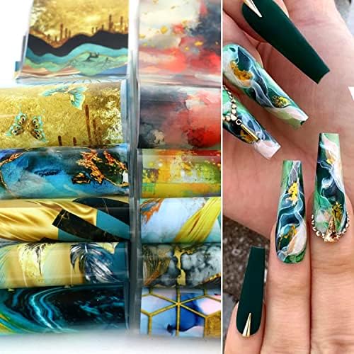 24 Piece Acrylic Nail Set with Elegant Foil Design, Durable & Stylish Nail Art - Image 2