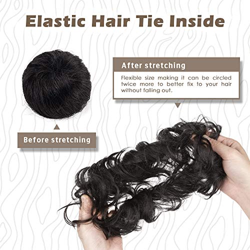 Messy Human Hair Bun Extensions for Elegant Updos and Hairstyles, Natural Brown - Image 4