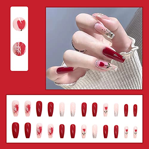 Rose Gold Coffin-Shaped Acrylic Nails - Image 2