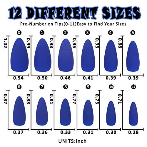 Matte Blue Acrylic Nails Stylish Trendy Nail Art Design 24 Pieces - Image 3