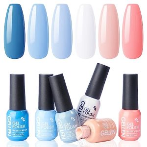 Blue and White Nail Polish 15ml, Long-Lasting, Quick-Drying Formula