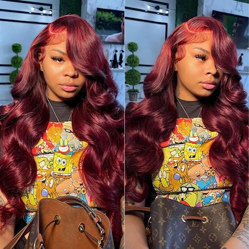 99J Burgundy Full Lace Wig 20 Inch Human Hair Natural Comfort Fit