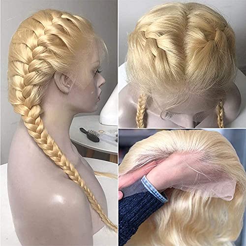 13x4 Lace Front Natural Straight 613 Blonde Human Hair Closure Wig 150% Density - Image 2