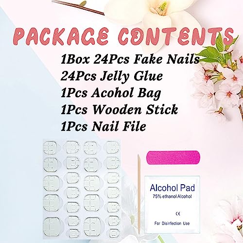 Elegant French Manicure Acrylic Nails Set with Stylish Designs, 24 Piece - Image 5