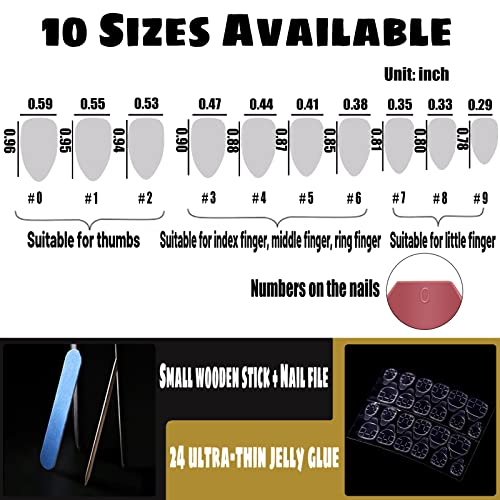 Black and Gold Press-On Nails Set, Medium Size, Easy Application - Image 3