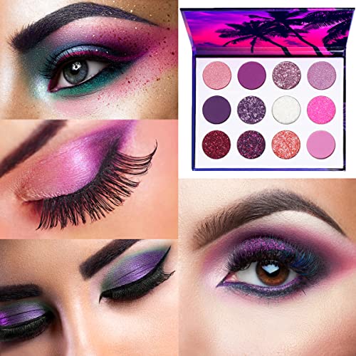 Mac Purple Eyeshadow Palette 12 Vibrant Shades Bold Makeup Looks New - Image 3
