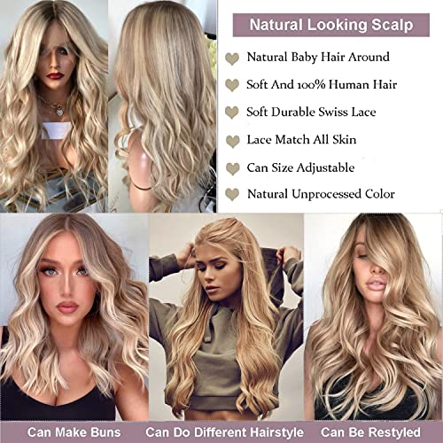 Blonde Human Hair Wig with Highlights - Image 7