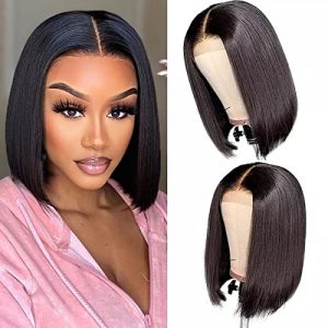 Bob Style 100% Human Hair Wig for Women, Natural Look, Adjustable Cap Size