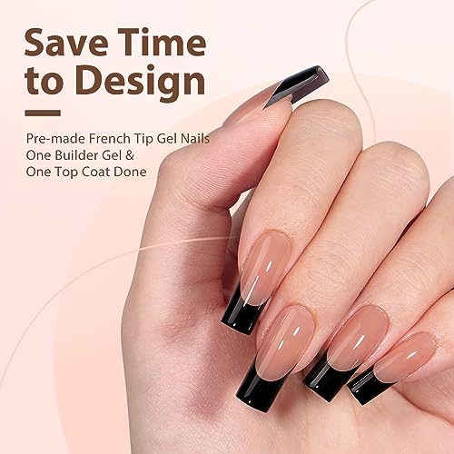 24 Count Black Tip Acrylic Nails Set Durable Easy-to-Apply for a Perfect Manicure - Image 2