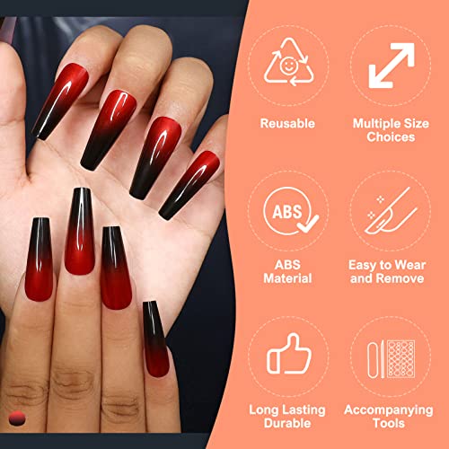 Black and red acrylic nails ? stylish and trendy. - Image 3