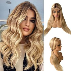 Blonde Human Hair Wig with Highlights