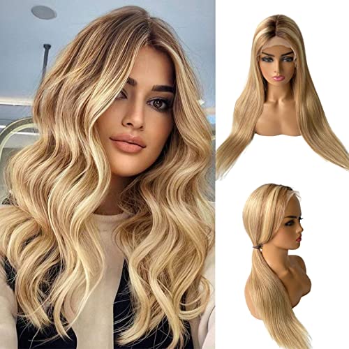 Blonde Human Hair Wig with Highlights