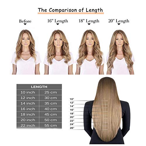 Balayage Brown to Blonde Ombre 18 Inch Clip-In Human Hair Extensions - Image 6