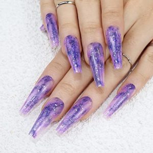 Short Purple Acrylic Nails.