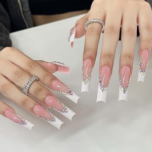 Sparkling Acrylic Nail Set for Stunning Manicures - 24 Pieces, Easy Application