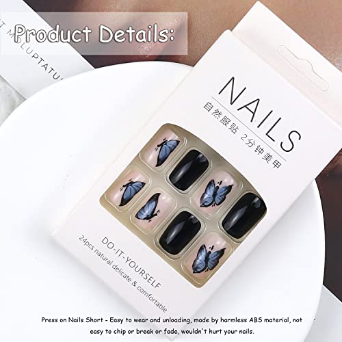 24 Count Blue Butterfly Stick On Nails, Medium Size, Easy Application for Any Occasion - Image 5