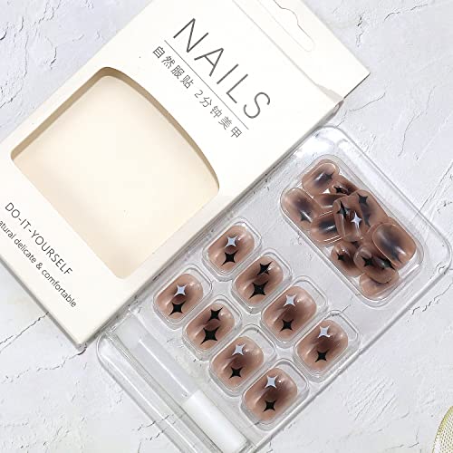 Stylish Black and Brown Acrylic Nails Set 24 Piece Manicure Kit - Image 4