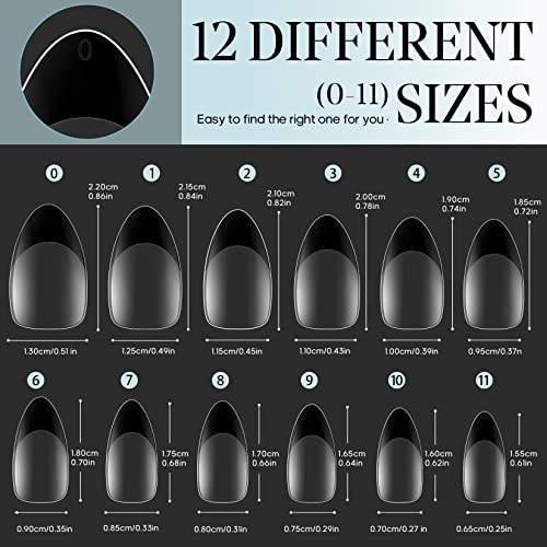 Almond Black Tip Acrylic Nails, Durable Stylish Nail Art, Set of 24 - Image 5