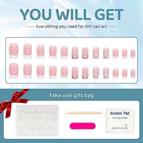 Elegant French Tip Acrylic Nail Art Kit, 24 Piece Set - Image 5