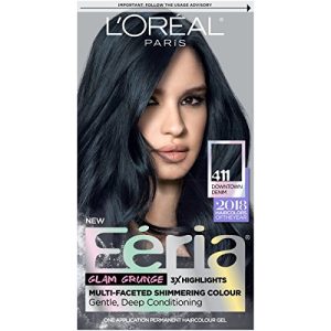 Blue black hair color with argan oil.