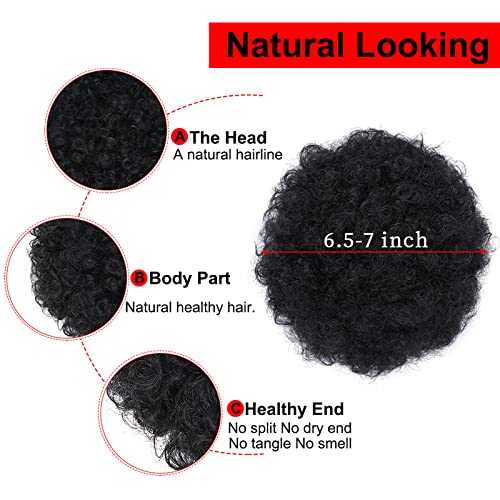 Afro Puff Kinky Curly 100% Human Hair Wig Natural Look and Feel Medium - Image 3