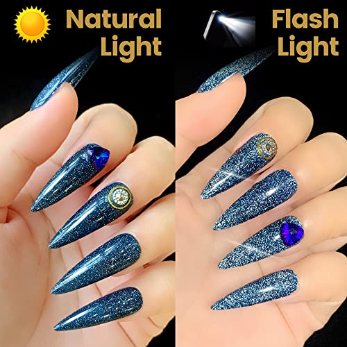 Sparkling Blue Shimmer Gel Nail Polish, 15ml Bottle, Long-Lasting Wear - Image 3