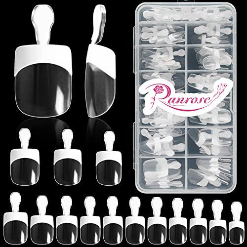 French Tip Round Acrylic Nail Kit - 24 Piece Set for Elegant Nail Art