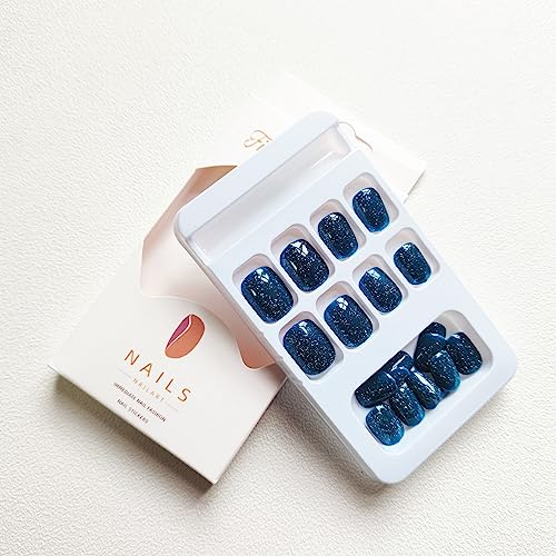 Sparkling Blue Acrylic Nails Kit - 24 Pieces for a Glamorous Manicure - Image 4