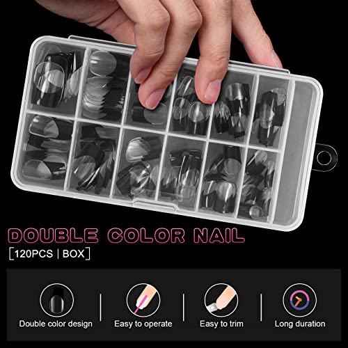 24 Piece Black and Clear Acrylic Nail Set for Stylish Nail Art Manicure - Image 4