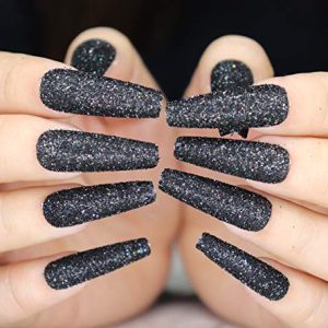 Black Coffin Acrylic Nails