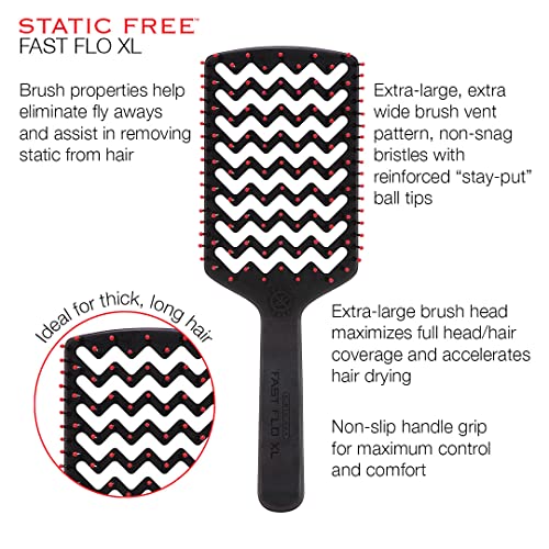 Cricket Fast Flo Static-Free Hair Brush 10 inch for Smooth, Tangle-Free Styling - Image 3