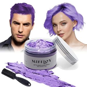 Purple temporary hair spray for quick color change.