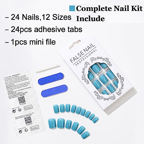 Short Teal Acrylic Nails with Chic Everyday Designs - Image 5