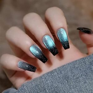 Chic Black and Blue Acrylic Nails Kit for Trendy Nail Art Designs