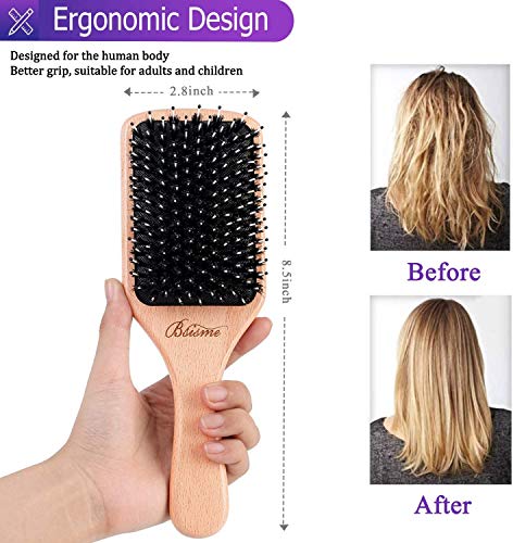 Boar Bristle Nylon Hair Brush for All Hair Types Ergonomic Handle Medium Size - Image 4