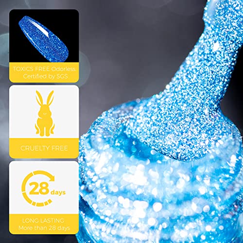SparkleShine Reflective Blue Gel Nail Polish 15ml High Gloss Long-Lasting Finish - Image 4
